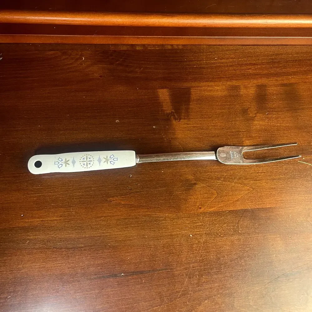 Vintage EKCO Serving Fork White Dutch Tulip Folk Art Floral MCM